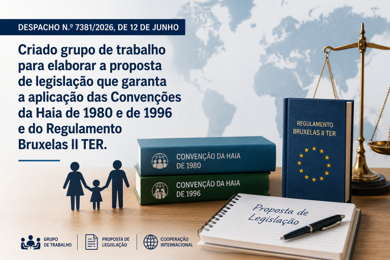 Despacho n.º 7381/2026, de 12 de junho, cria um grupo de trabalho para elaborar a proposta de legislação que garanta a aplicação das Convenções da Haia de 1980 e de 1996 e do Regulamento Bruxelas II TER.